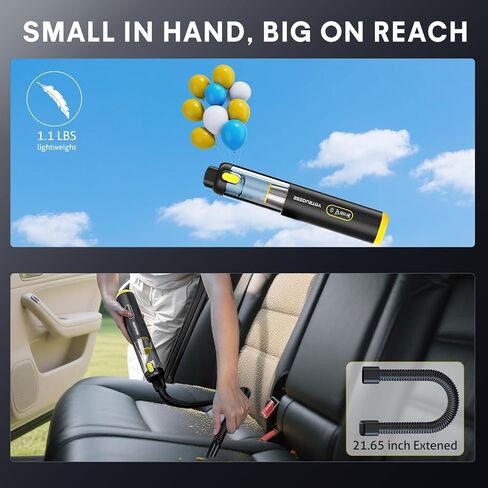 SEEDUSTRY Handheld Car Vacuum Portable Cordless, 6-in-1 Mini Cordless Vacuum Cleaner with Brushless Motor & 18000Pa Powerful Suction, Type-C Charge, 2025 Mini Vacuum V-C08 Pro for Car Home Office Pet in Saudi Arabia