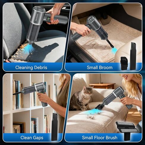 WUDOO-5-in-1 Car Vacuum Cleaner Portable Cordless Dust Remover 20,000 Pa Powerful Handheld Cordless Charging Vacuum with Flashlight Function Supports Fast Charging and LED Display in Saudi Arabia