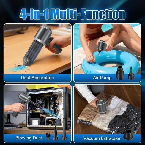 WUDOO-5-in-1 Car Vacuum Cleaner Portable Cordless Dust Remover 20,000 Pa Powerful Handheld Cordless Charging Vacuum with Flashlight Function Supports Fast Charging and LED Display in Saudi Arabia