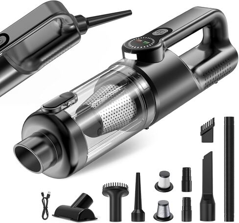 Car Vacuum Portable Cordless-19000 Pa 4 in 1 Handheld Vacuum Cordless Brushless Motor with LED Light and Multi-Nozzles, One-Touch dust Removal for Car, Home, Office, Pet, Black in Saudi Arabia