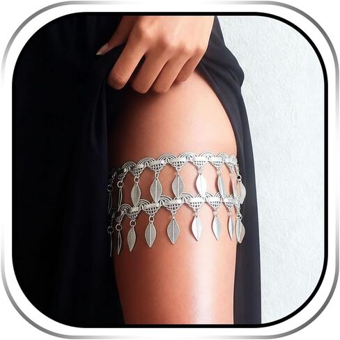 Jeweky Layered Thigh Chain Leaf Leg Chain Tassel Body Chain Beach Summer Body Jewelry for Women and Girls in Kuwait