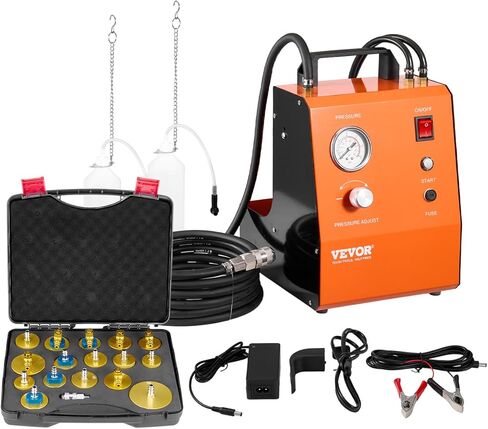مجموعة نزف الفرامل الكهربائية VEVOR، مجموعة نزف أسطوانة الفرامل الرئيسية الاحترافية 110 فولت مع مقياس الضغط ومضخة هواء مدمجة، مجموعة محول نزف الفرامل متعددة الاستخدامات لكل من طاقة التيار المستمر والتيار المتردد in Kuwait