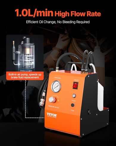 مجموعة نزف الفرامل الكهربائية VEVOR، مجموعة نزف أسطوانة الفرامل الرئيسية الاحترافية 110 فولت مع مقياس الضغط ومضخة هواء مدمجة، مجموعة محول نزف الفرامل متعددة الاستخدامات لكل من طاقة التيار المستمر والتيار المتردد in Kuwait