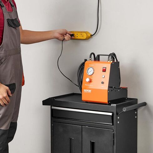 مجموعة نزف الفرامل الكهربائية VEVOR، مجموعة نزف أسطوانة الفرامل الرئيسية الاحترافية 110 فولت مع مقياس الضغط ومضخة هواء مدمجة، مجموعة محول نزف الفرامل متعددة الاستخدامات لكل من طاقة التيار المستمر والتيار المتردد in Kuwait