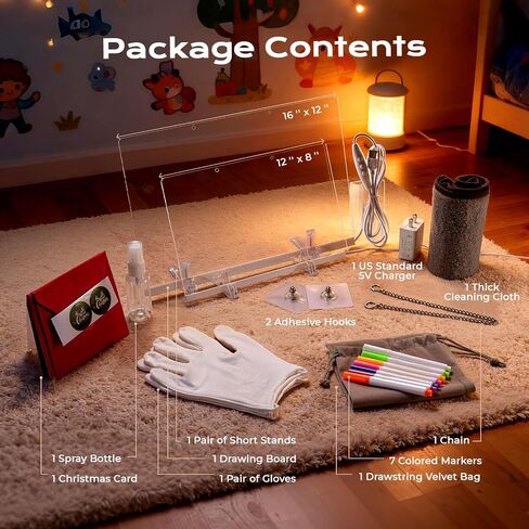 لوحة ملاحظات LED مع 7 ألوان، لوحة رسم LED مقاس 12 × 8 بوصة للأطفال، تتضمن محول، 7 علامات، قماش ناعم، سلسلة تعليق، هدية عيد الميلاد (إصدار ترقية 2025) in Kuwait