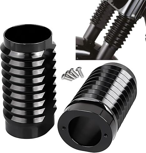 Retro Upper Fork Boots Slider Cover for Harley Touring 1986-2013 Road King Road Glide Electra Glide Street Glide Softail, Black in Saudi Arabia
