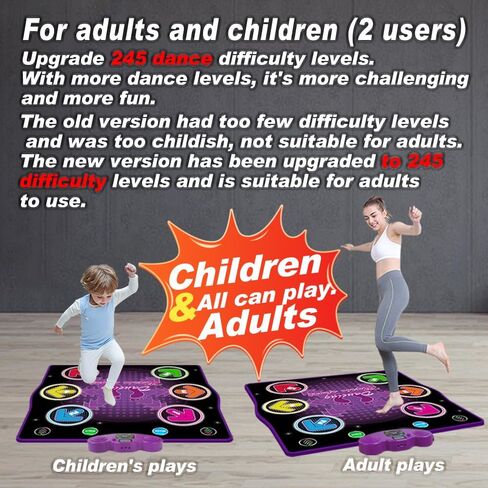 Dance mat Toys for Kids Ages 3-12 and Adults, Electronic Dance Pad with Light-up 6-Button Connectable to Cell Phone, Musical Dance Toys with 6 Game Modes, Birthday Gift for Kids in Saudi Arabia
