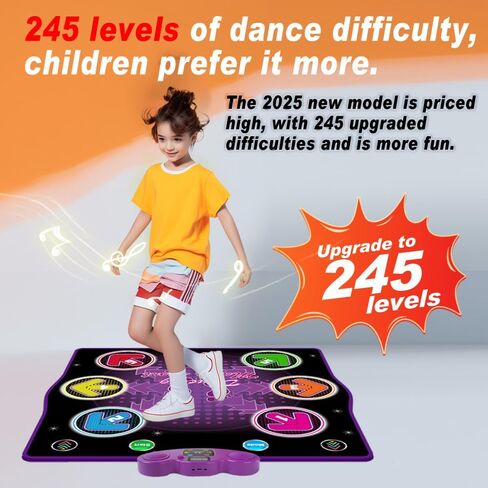 Dance mat Toys for Kids Ages 3-12 and Adults, Electronic Dance Pad with Light-up 6-Button Connectable to Cell Phone, Musical Dance Toys with 6 Game Modes, Birthday Gift for Kids in Saudi Arabia