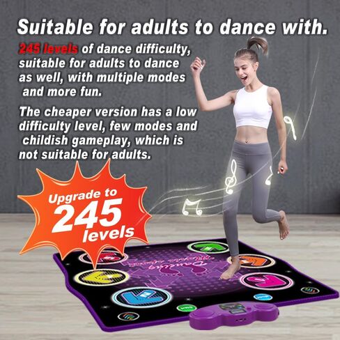 Dance mat Toys for Kids Ages 3-12 and Adults, Electronic Dance Pad with Light-up 6-Button Connectable to Cell Phone, Musical Dance Toys with 6 Game Modes, Birthday Gift for Kids in Saudi Arabia