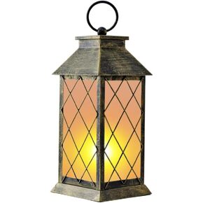 21'' Decorative Candle Lantern with LED Flickering Flameless Candle & 6hr Timer, Indoor Decorative Lanterns Lights, Battery Powered Metal Hanging Lantern Durable for Tabletop Party Wedding Home Decor in Saudi Arabia