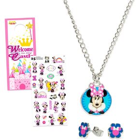 مجموعة مجوهرات ديزني للفتيات - مجموعة إكسسوارات الملابس مع قلادة وأقراط بالإضافة إلى ملصقات وشماعة باب للأطفال على الشاطئ| مجوهرات شخصية للأطفال (ميني ماوس) in Kuwait