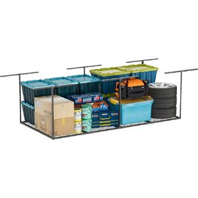 3 x 8FT Overhead Garage Storage Rack, Adjustable Ceiling Storage Racks, Garage Shelving Heavy Duty Storage Organizer System, 600lbs Weight Capacity (Black) in Kuwait