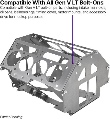 SoloSwap Gen V LT Mock Up Engine Long Block with Fabricated Heads, 12-Gauge Steel Lightweight Replica for Swap Fitment, Accepts LT Accessories for Mount & Header Test-Fitting in Saudi Arabia