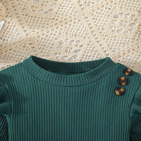 طقم تنورة للفتيات من Noubeau قميص علوي مكشكش بأكمام طويلة + تنورة منقوشة ملابس خريف وشتاء للفتيات الصغيرات ملابس من قطعتين in Kuwait