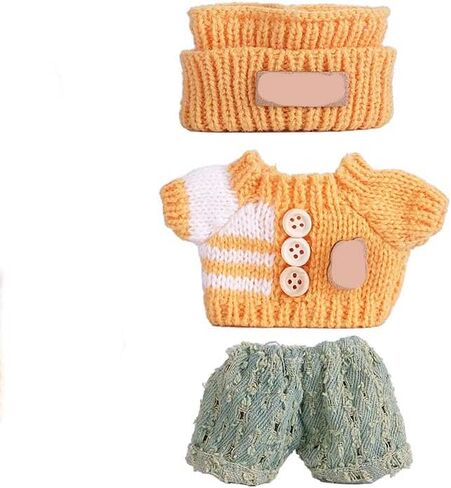 Clothes for 17cm Doll (NO Doll),Adorable Outfit ，Handcrafted Clothes Set with Dress Up ,Ropa Accessories Hat + Sweater + Pants (Rainbow + Purple) in Kuwait