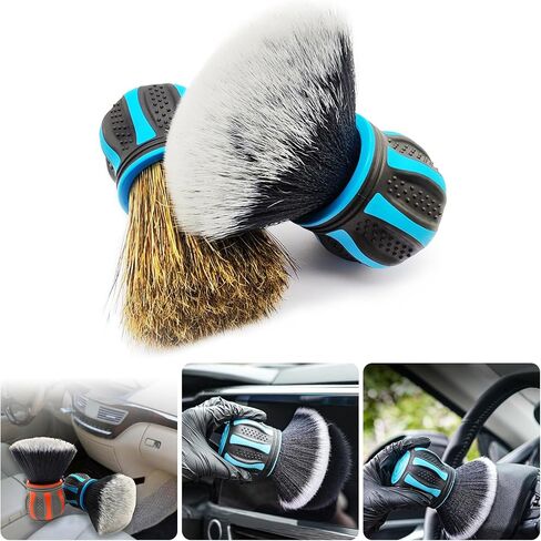 Car Cleaning Tool with Boar Bristles Scratches Simple Detailing Brush Compact Dense Bristles for Thorough Dusting Surfaces Leather Seat Joint Cleaning in Saudi Arabia