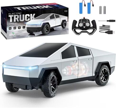 RC Car Toys，All Terrain 2.4GHz RC Truck for Boys Aged 3-8, 8-12, Electric Vehicle Truck Toys for Kids, Birthday Gifts for Kids, Boys and Girls (Silver) in Saudi Arabia