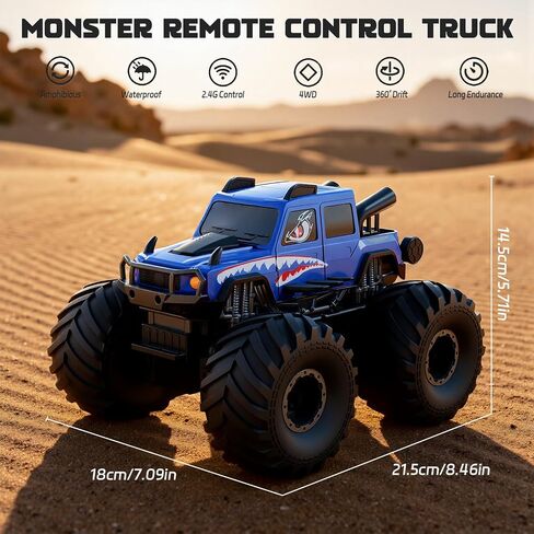 شاحنات برمائية تعمل بالتحكم عن بعد، 2.4G 1:18 4WD لجميع التضاريس مقاومة للماء على الطرق الوعرة سيارات RC ألعاب حمام السباحة هواية RC هدايا عيد الميلاد للأطفال الأولاد والبنات 8 9 10 11 12+ أزرق in Saudi Arabia
