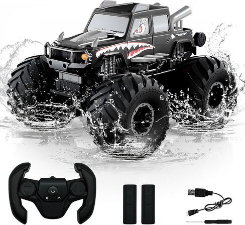شاحنات برمائية تعمل بالتحكم عن بعد، 2.4G 1:18 4WD لجميع التضاريس مقاومة للماء على الطرق الوعرة سيارات RC ألعاب حمام السباحة هواية RC هدايا عيد الميلاد للأطفال الأولاد والبنات 8 9 10 11 12+ أزرق in Saudi Arabia