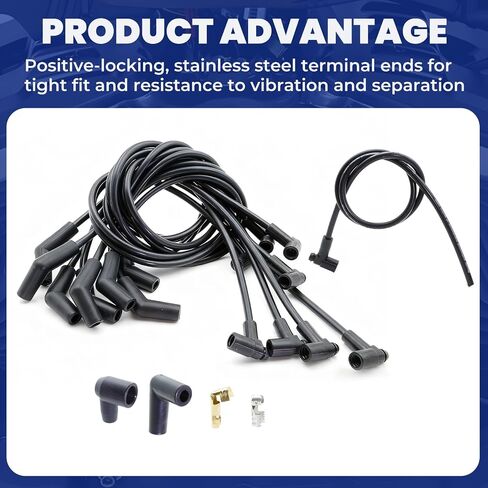 ASTROSYNC Black Spark Plug Wires Set 135 Degree Plug Ends HEI Distributor Fit For Ford 260 289 302 Replace 51070 in Saudi Arabia
