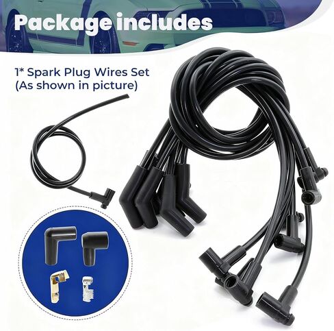 ASTROSYNC Black Spark Plug Wires Set 135 Degree Plug Ends HEI Distributor Fit For Ford 260 289 302 Replace 51070 in Saudi Arabia