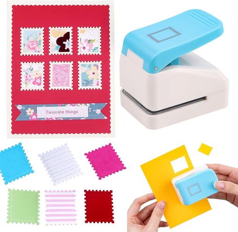 BAOFALI Stamp Puncher Rectangular Postage Stamp Punch 1X0.8inch, Stamp Hole Puncher Scalloped Rectangle Lever Action Paper Punches for Crafting Scrapbooking DIY Card Making Arts Crafts Supplies in Saudi Arabia