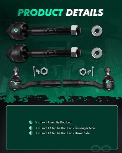 SCITOO 4pcs Front Suspension Kit For Toyota for Tundra 2003-2006 For Toyota for Sequoia 2003-2007 (w/Inner Tie Rod End Outer Tie Rod End) in Saudi Arabia