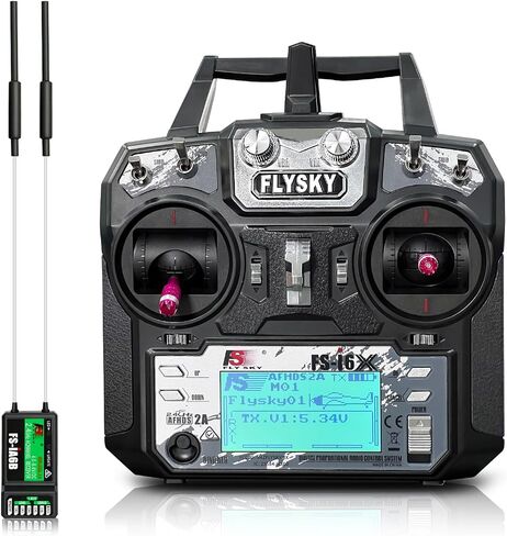 جهاز إرسال HAWK'S WORK FS-i6X 10 Ch، وحدة تحكم RC 2.4 جيجا هرتز مع جهاز استقبال FS-iA6B للطائرة بدون طيار متعددة المروحيات وطائرة هليكوبتر وقارب خزان السيارة (i6X+ iA6B) in Kuwait