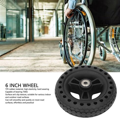 6 Inch Solid Tire Wheel, 75kg Load Bearing, TPE Rubber Material Hand Truck Wheels Replacement for Factory, Store in Kuwait