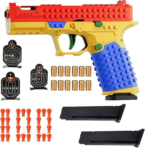 Dreamplay Shell Ejecting Toy Gun، قاعدة لوحة عمل سحب تلقائية ذاتية الصنع متوافقة مع ألعاب الرماية Legos نموذج لعبة تعليمية للأطفال كهدايا in Kuwait