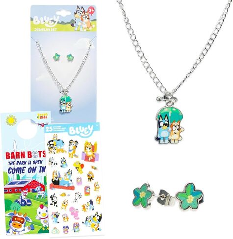 مجموعة مجوهرات بلوي للبنات - مجموعة إكسسوارات الملابس مع قلادة ساحرة وأقراط مسمارية وملصقات والمزيد | مجوهرات بلوي للأطفال in Kuwait