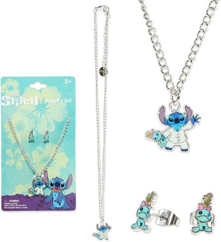 Disney Jewelry Set for Girls - Dress Up Accessories Bundle with Necklace and Earrings Plus Stickers, More | Jewelry for Kids (Stitch) in Saudi Arabia
