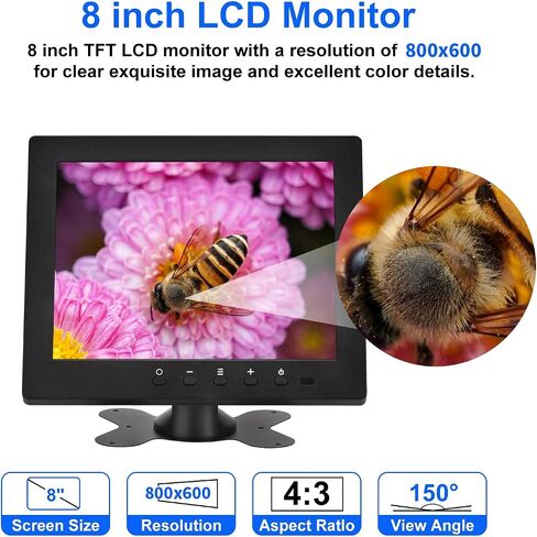 7 inch LCD Security Monitor & Displays,BNC/AV Input,Built-in Dual Speakers Portable Monitor,1024 * 600 Resolution,Suitable for CCTV DVD CCD TV in Saudi Arabia