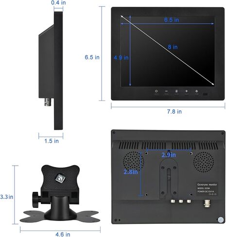 7 inch LCD Security Monitor & Displays,BNC/AV Input,Built-in Dual Speakers Portable Monitor,1024 * 600 Resolution,Suitable for CCTV DVD CCD TV in Saudi Arabia
