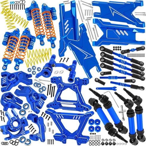 جزء ترقيات الألومنيوم RC لـ 1/10 Slash Rustler Stampede 4X4 VXL BL-2s Hoss 4WD VXL، الذراع، الصدمات، عمود القيادة، كتلة العجلات، كتل التوجيه، ناقلات المحور كعب، التوجيه، الروابط، البرج، الأزرق الداكن in Kuwait