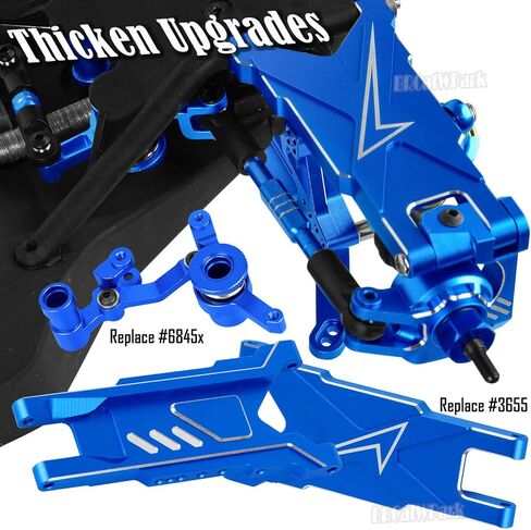 جزء ترقيات الألومنيوم RC لـ 1/10 Slash Rustler Stampede 4X4 VXL BL-2s Hoss 4WD VXL، الذراع، الصدمات، عمود القيادة، كتلة العجلات، كتل التوجيه، ناقلات المحور كعب، التوجيه، الروابط، البرج، الأزرق الداكن in Kuwait