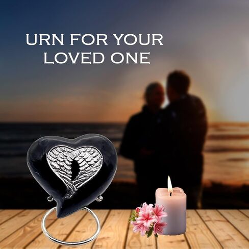 Sea Green Heart Keepsake Urn - Mini Heart Cremation Urn with Stand & Box - Small Angel Heart Urn for Human Ashes - Honor Your Loved One with Urn Heart Shaped - Perfect for Infants in Saudi Arabia