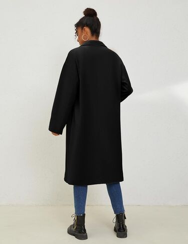 UANEO Women's Wool Blend Coat Oversized Double Breasted Long Trench Overcoat Winter in Kuwait