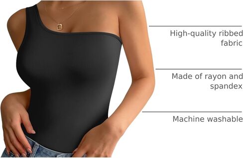 ALGALAROUND Womens One Shoulder Tank Tops Ribbed Sleeveless Long Sleeve Fitted T-Shirt in Kuwait