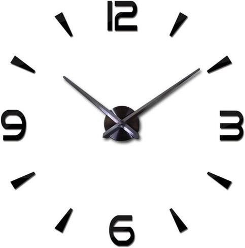 FASHION in THE CITY 3D DIY Wall Clock Creative Design Mirror Surface Wall Decorative Sticker Watches (Black) in Kuwait