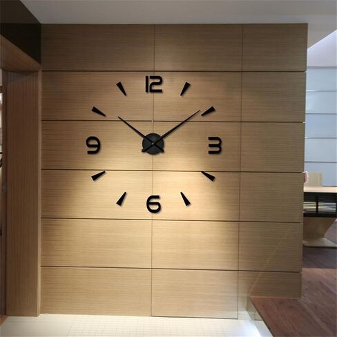 FASHION in THE CITY 3D DIY Wall Clock Creative Design Mirror Surface Wall Decorative Sticker Watches (Black) in Kuwait