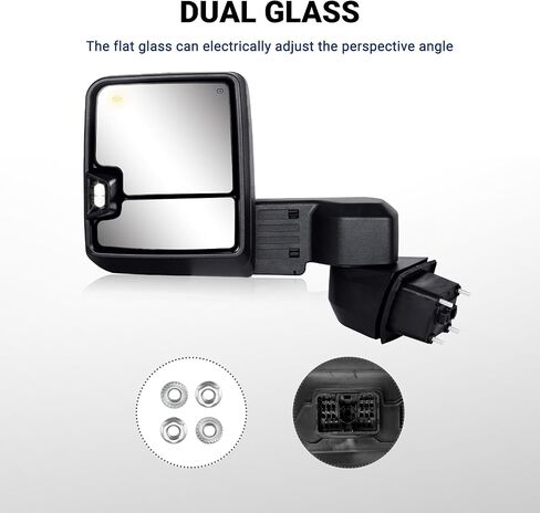 Driver Side Towing Mirror Compatible with 2020-2025 Chevy Silverado GMC Sierra 2500HD 3500HD with Power Adjustment Mirror Heated Turn Signal & Running Light Puddle Lamp BSM Light- Black in Saudi Arabia