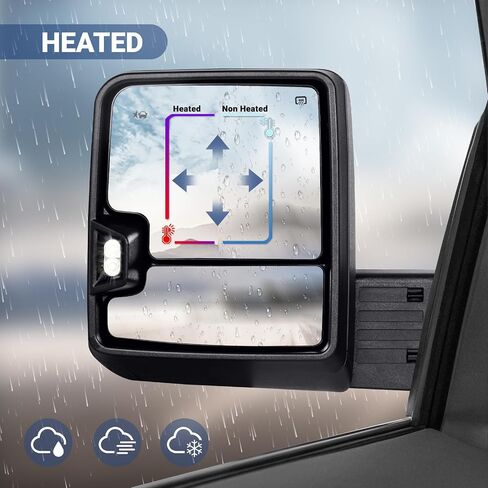 Driver Side Towing Mirror Compatible with 2020-2025 Chevy Silverado GMC Sierra 2500HD 3500HD with Power Adjustment Mirror Heated Turn Signal & Running Light Puddle Lamp BSM Light- Black in Saudi Arabia