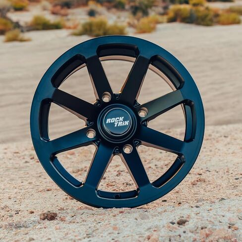 RockTrix RT102 12in ATV Wheels 4x156 Rims, 12x7, 4+3 Offset, Includes 3/8x24 Spline Lug nuts, Compatible with Polaris Sportsman RZR Ranger UTV - 4/156 (Set of 4) in Saudi Arabia