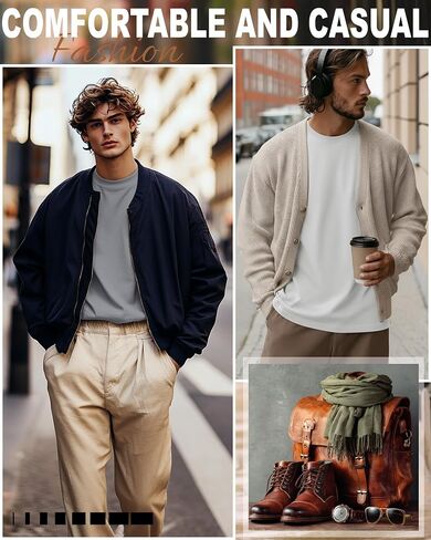 Ficerd 5 Pack Mens Big and Tall Shirts, 95% Cotton Long Sleeve Top Loose Casual Basic Shirts Crewneck Oversize Multipack Tee in Saudi Arabia