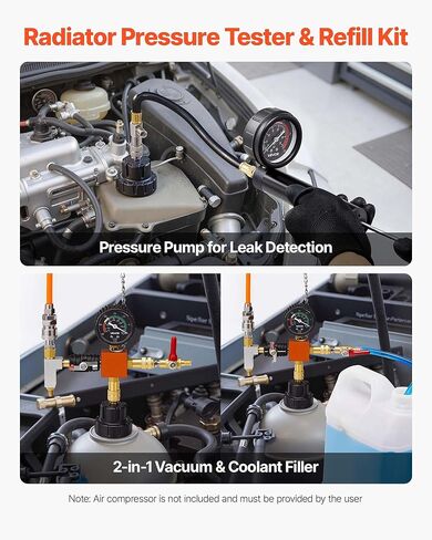 مجموعة اختبار ضغط سائل التبريد من VEVOR، مجموعة إعادة ملء فراغ الرادياتير 28 قطعة مع 4 محولات، ملاءمة عالمية، مجموعة اختبار ضغط نظام تبريد السيارات، مع مضخة ضغط وحشو تطهير من سبائك الألومنيوم in Kuwait