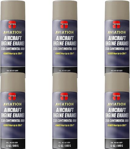 Tempo Aviation Aircraft Engine Enamel, A239 Continental Gold, Heat Resistant to 500°F, 12 oz Spray Cans, 6 Pack in Saudi Arabia