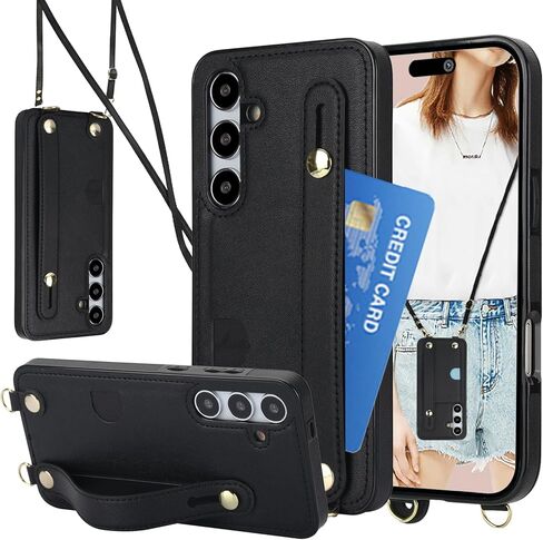 CCSmall for Samsung Galaxy S24 Case with Stand for Women, Crossbody Lanyard & Wristlet Strap Case Phone Cover for Samsung Galaxy S24 KB Black in Kuwait