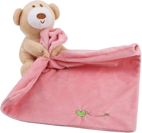 POCREATION Soft Plush Baby Security Blanket, Cuddly Bear Soother Toy for Infants with Adorable Companion, Perfect Newborn Baby Shower Registry (Pink) in Kuwait