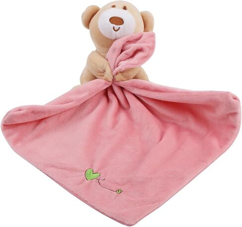 POCREATION Soft Plush Baby Security Blanket, Cuddly Bear Soother Toy for Infants with Adorable Companion, Perfect Newborn Baby Shower Registry (Pink) in Kuwait